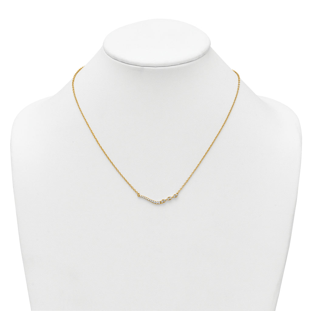 14k 1/3 carat Lab Grown Diamond VS+ F+ Complete 18 inch Fashion Bar Necklace