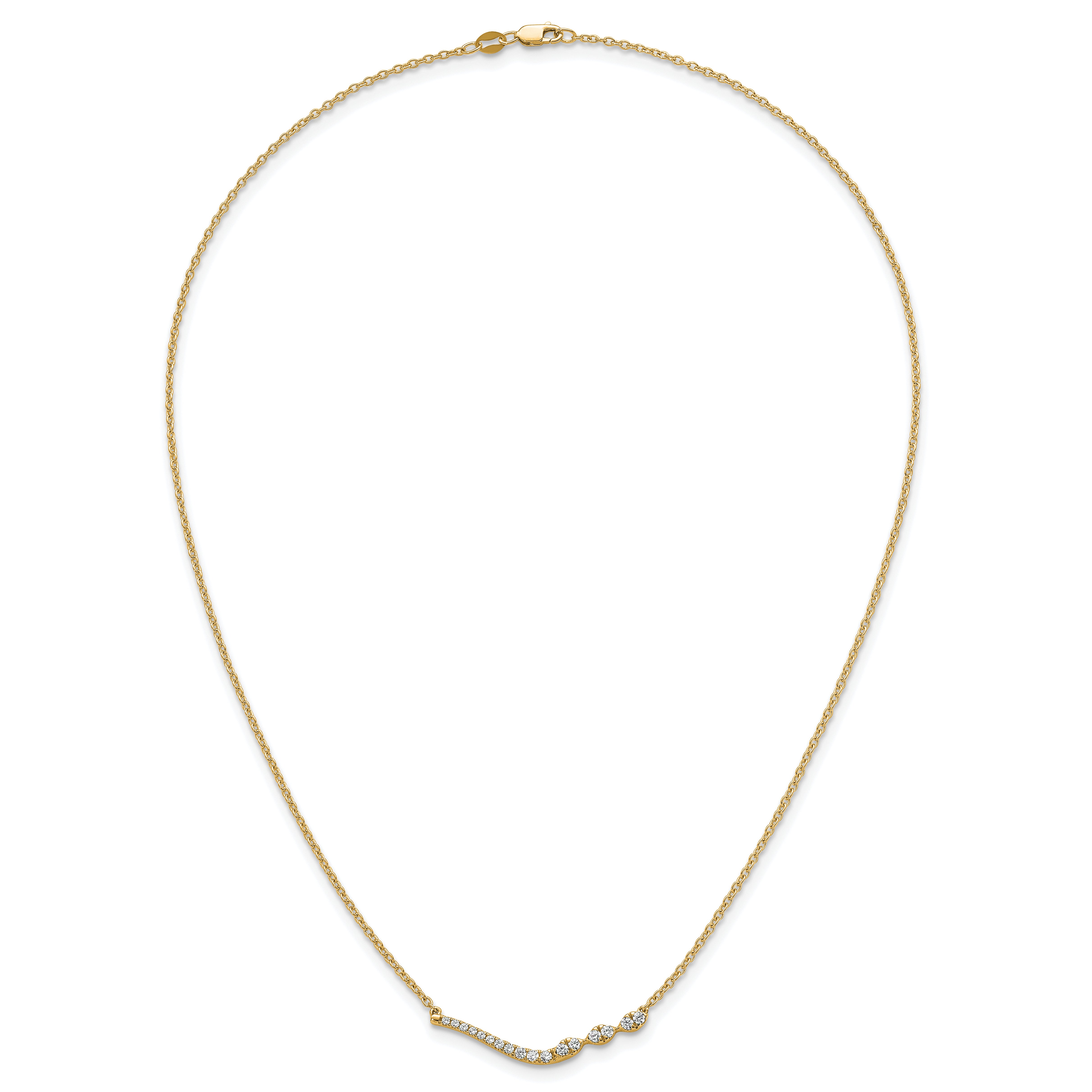 14k 1/3 carat Lab Grown Diamond VS+ F+ Complete 18 inch Fashion Bar Necklace