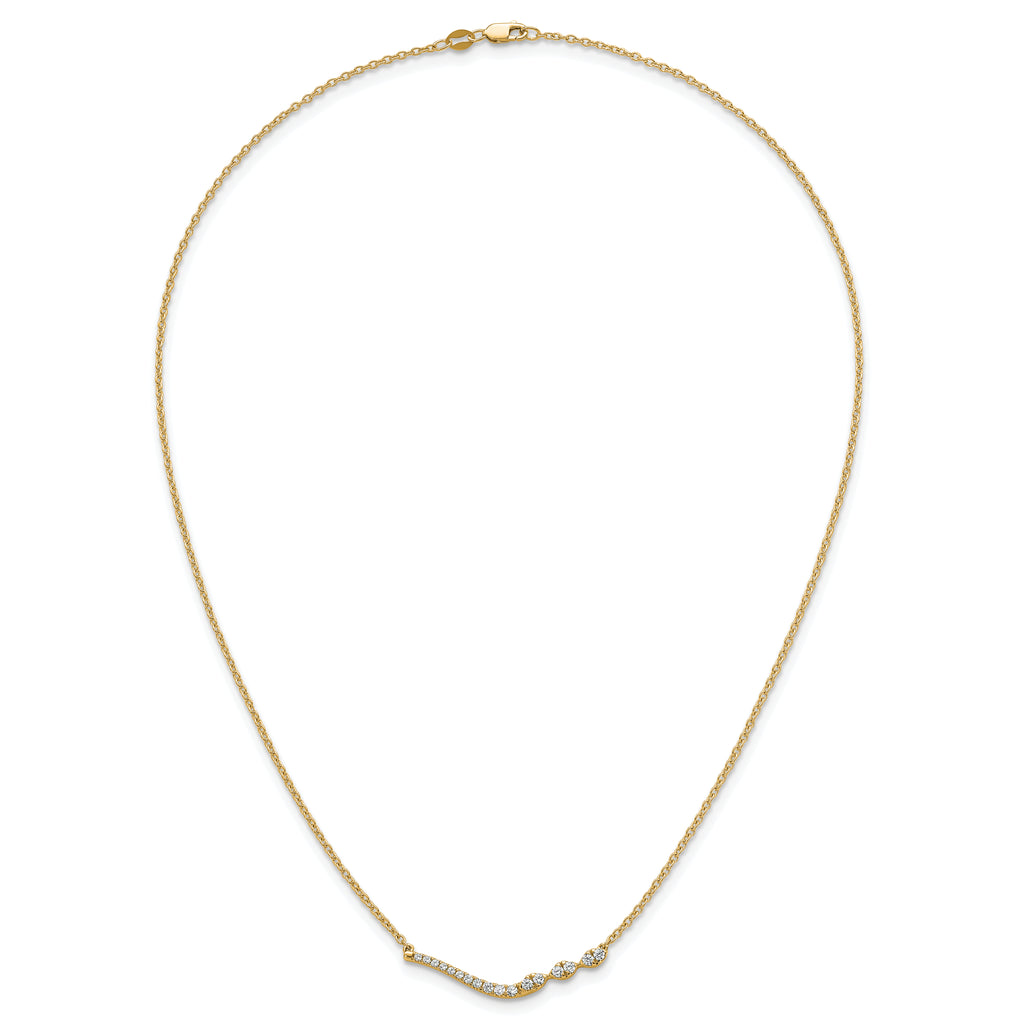 14k 1/3 carat Lab Grown Diamond VS+ F+ Complete 18 inch Fashion Bar Necklace