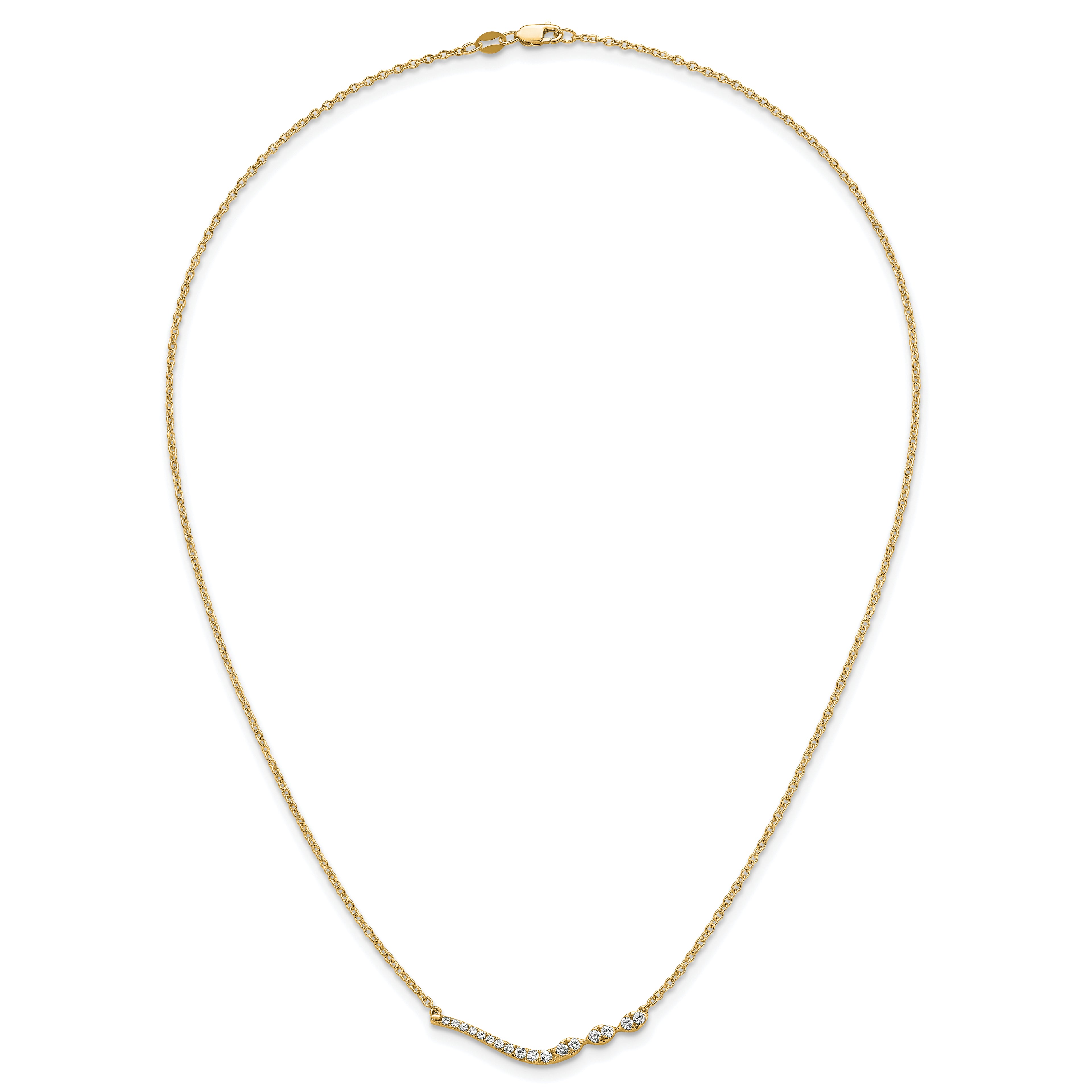 14k 1/3 carat Lab Grown Diamond VS+ F+ Complete 18 inch Fashion Bar Necklace