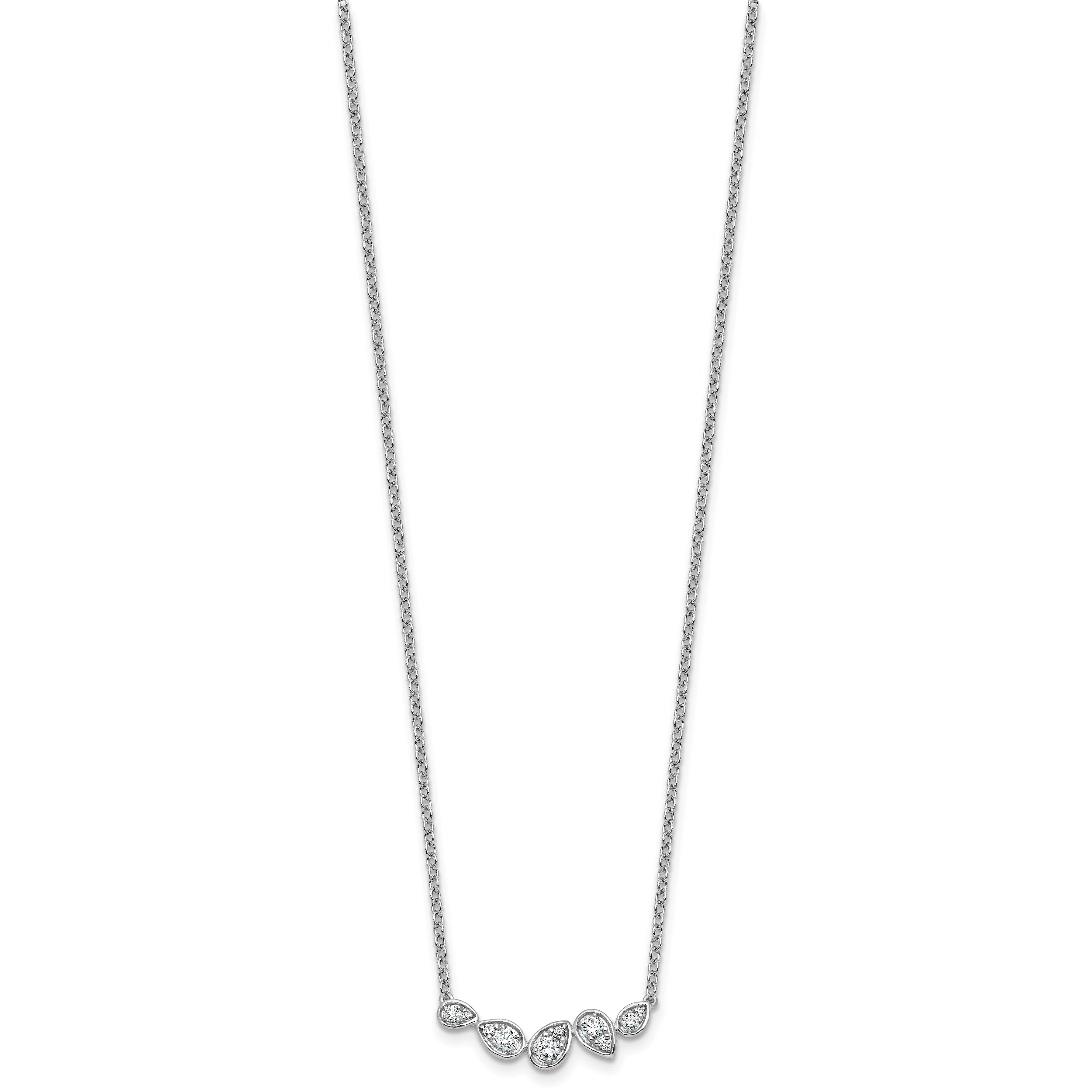 14k White Gold 3/4 carat Lab Grown Diamond VS+ F+ Round Complete 18 inch Pear-Link Bar Necklace