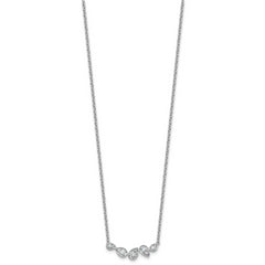 14k White Gold 3/4 carat Lab Grown Diamond VS+ F+ Round Complete 18 inch Pear-Link Bar Necklace