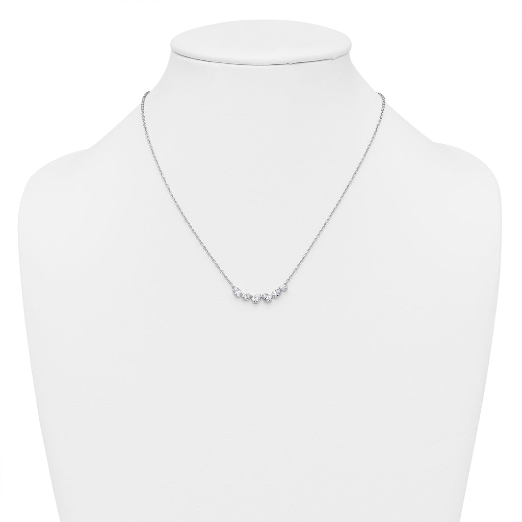 14k White Gold 3/4 carat Lab Grown Diamond VS+ F+ Round Complete 18 inch Pear-Link Bar Necklace