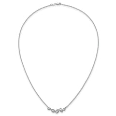14k White Gold 3/4 carat Lab Grown Diamond VS+ F+ Round Complete 18 inch Pear-Link Bar Necklace