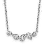 14k White Gold 3/4 carat Lab Grown Diamond VS+ F+ Round Complete 18 inch Pear-Link Bar Necklace