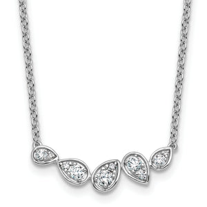 14k White Gold 3/4 carat Lab Grown Diamond VS+ F+ Round Complete 18 inch Pear-Link Bar Necklace