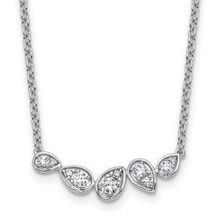 14k White Gold 3/4 carat Lab Grown Diamond VS+ F+ Round Complete 18 inch Pear-Link Bar Necklace