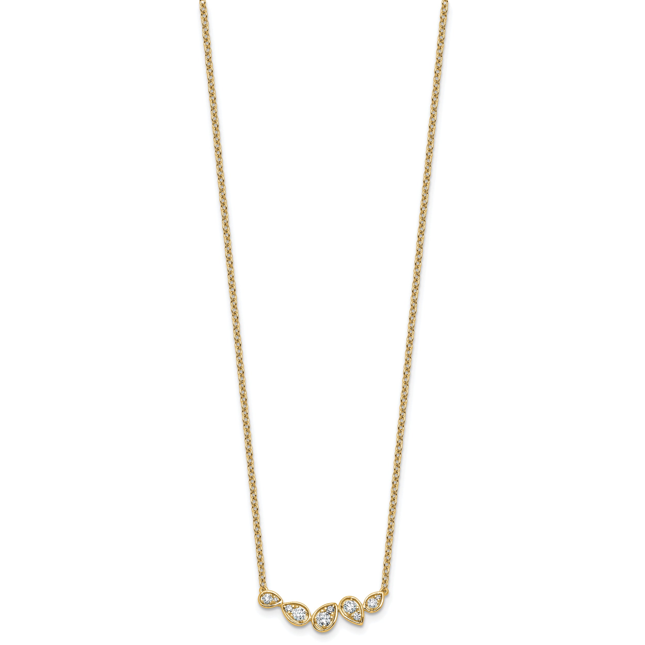 14k 3/4 carat Lab Grown Diamond VS+ F+ Round Complete 18 inch Pear-Link Bar Necklace
