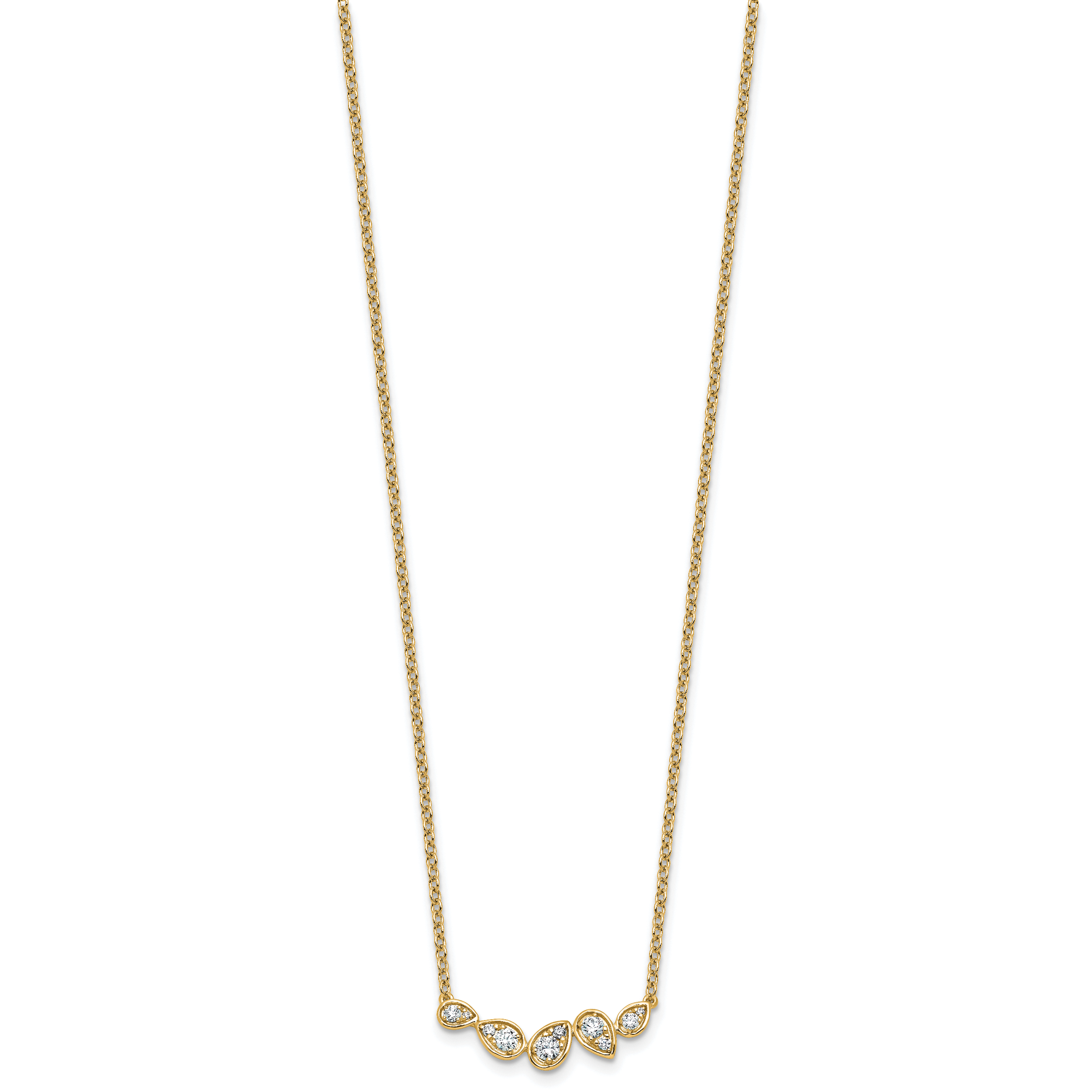 14k 3/4 carat Lab Grown Diamond VS+ F+ Round Complete 18 inch Pear-Link Bar Necklace Secondary image