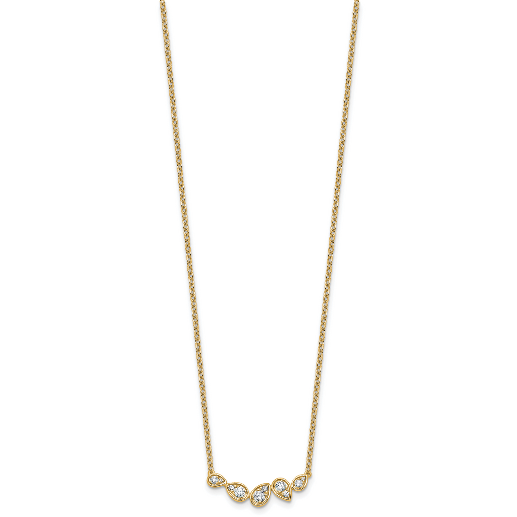 14k 3/4 carat Lab Grown Diamond VS+ F+ Round Complete 18 inch Pear-Link Bar Necklace