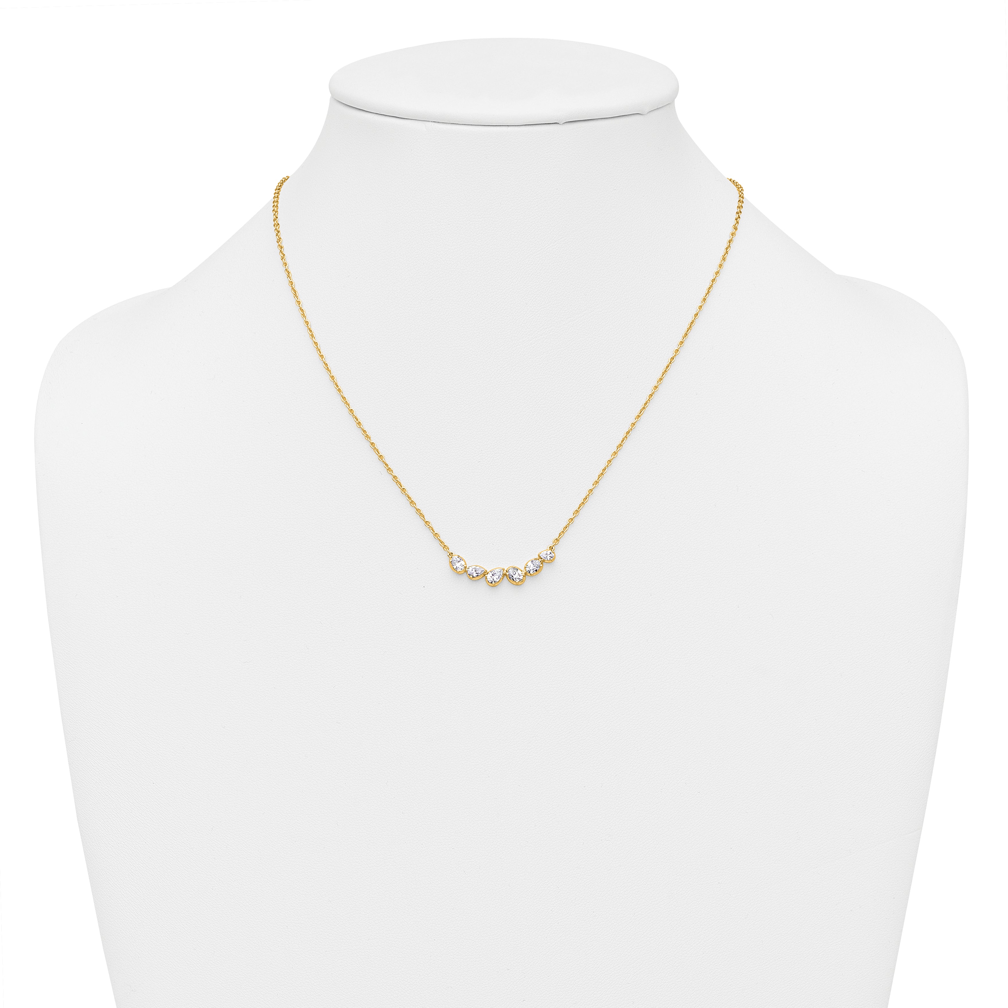 14k 3/4 carat Lab Grown Diamond VS+ F+ Round Complete 18 inch Pear-Link Bar Necklace