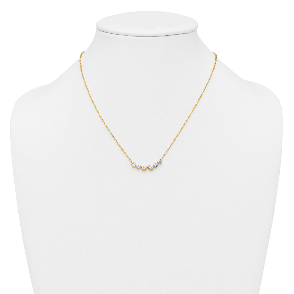 14k 3/4 carat Lab Grown Diamond VS+ F+ Round Complete 18 inch Pear-Link Bar Necklace