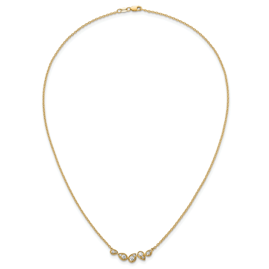14k 3/4 carat Lab Grown Diamond VS+ F+ Round Complete 18 inch Pear-Link Bar Necklace