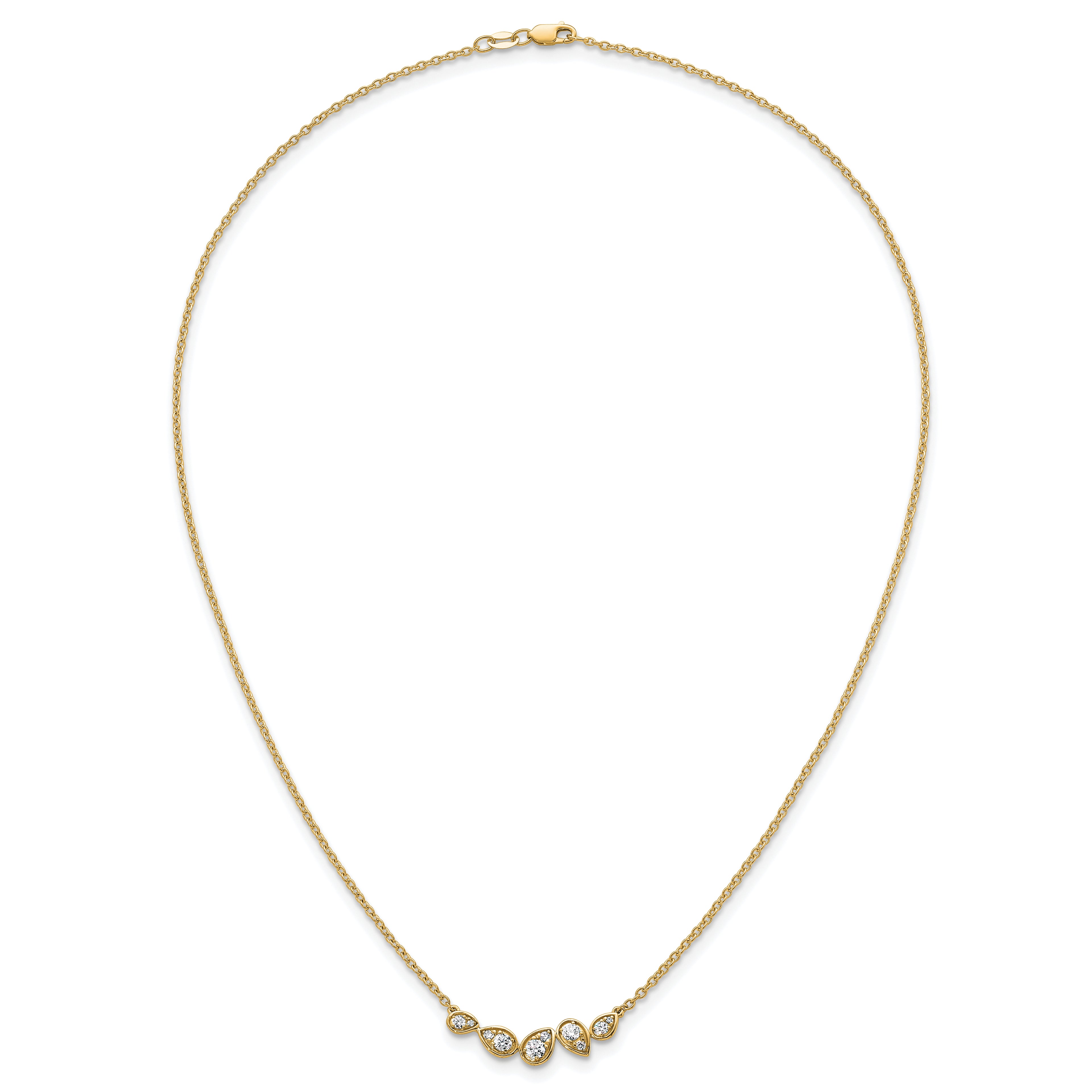 14k 3/4 carat Lab Grown Diamond VS+ F+ Round Complete 18 inch Pear-Link Bar Necklace