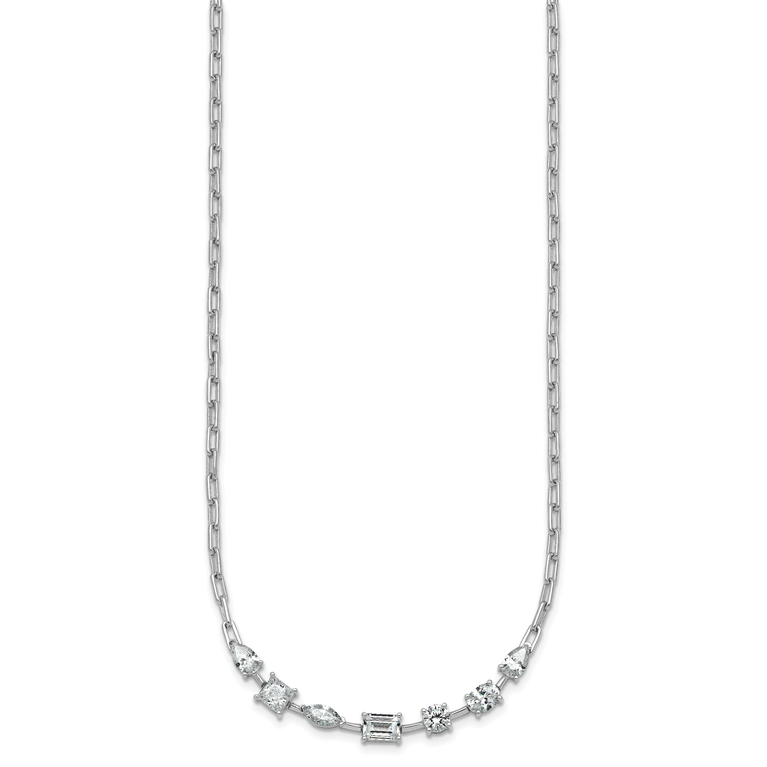 14k White Gold 2 1/8 carat Lab Grown Diamond VS+ F+ Complete 18.5 inch Fashion Tennis Necklace