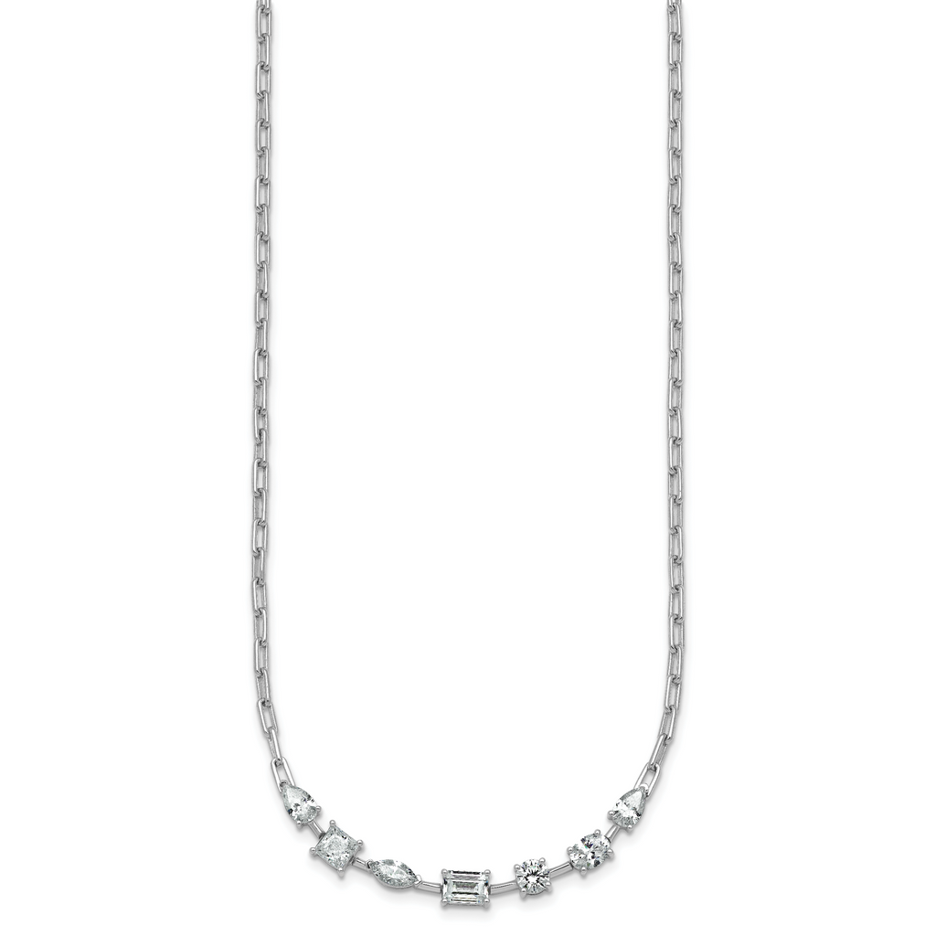 14k White Gold 2 1/8 carat Lab Grown Diamond VS+ F+ Complete 18.5 inch Fashion Tennis Necklace