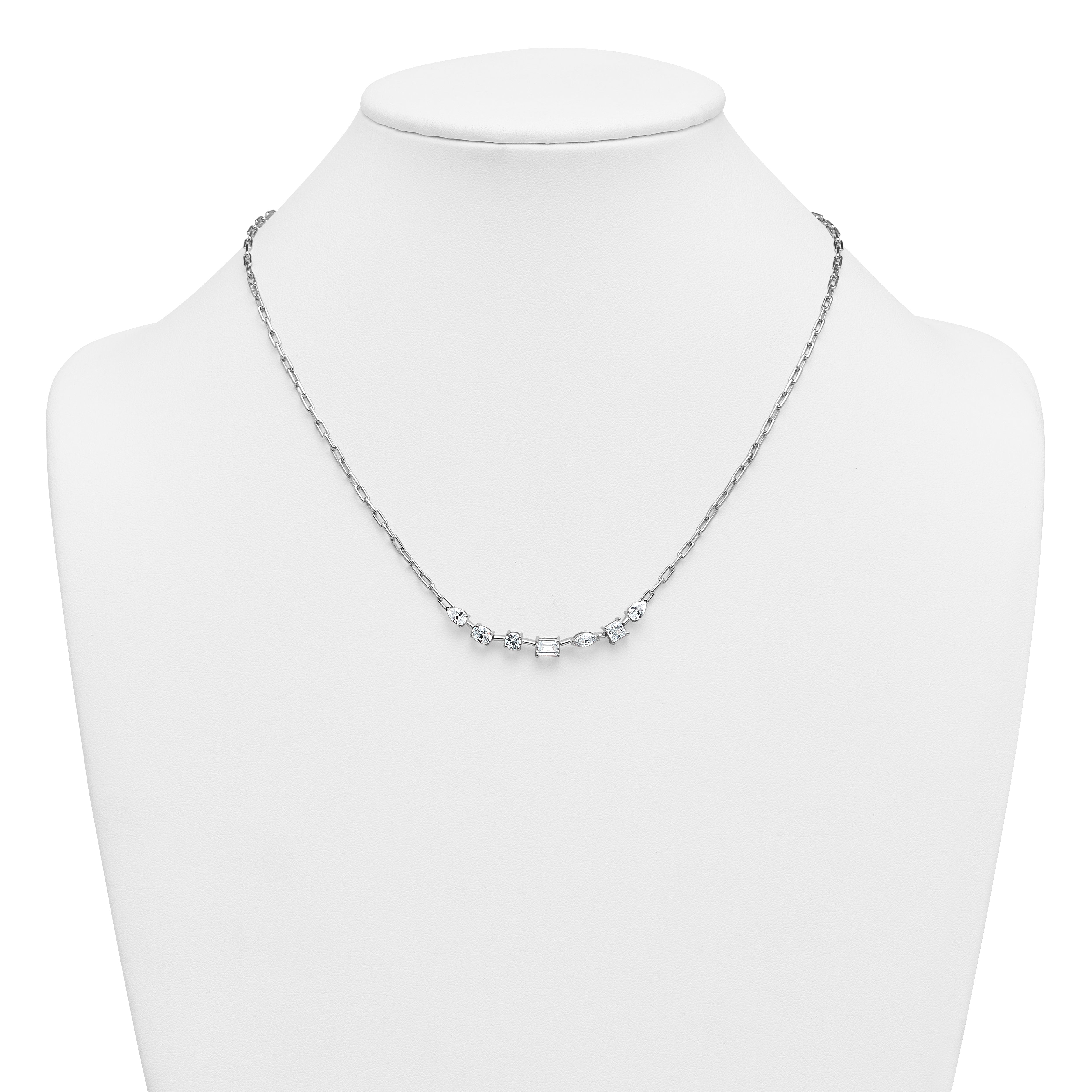 14k White Gold 2 1/8 carat Lab Grown Diamond VS+ F+ Complete 18.5 inch Fashion Tennis Necklace