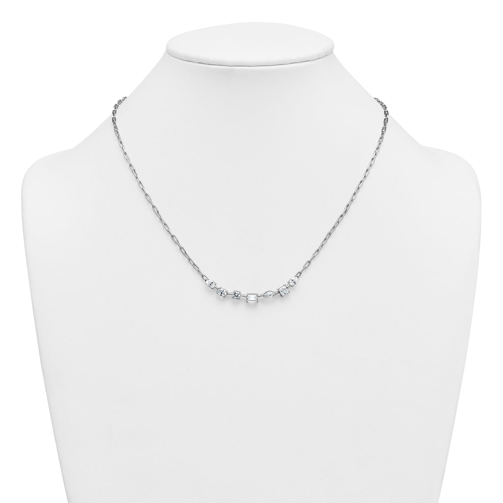 14k White Gold 2 1/8 carat Lab Grown Diamond VS+ F+ Complete 18.5 inch Fashion Tennis Necklace