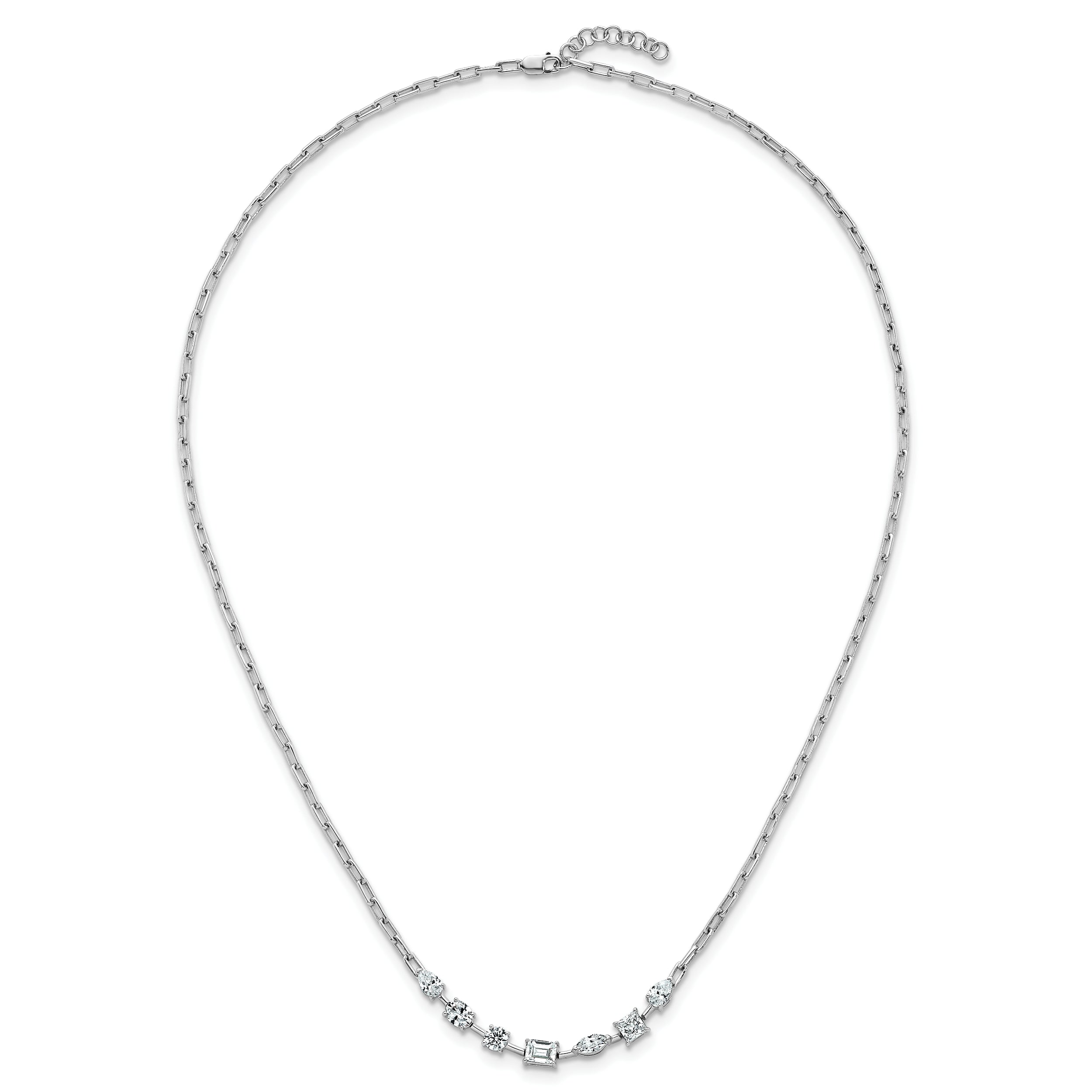 14k White Gold 2 1/8 carat Lab Grown Diamond VS+ F+ Complete 18.5 inch Fashion Tennis Necklace
