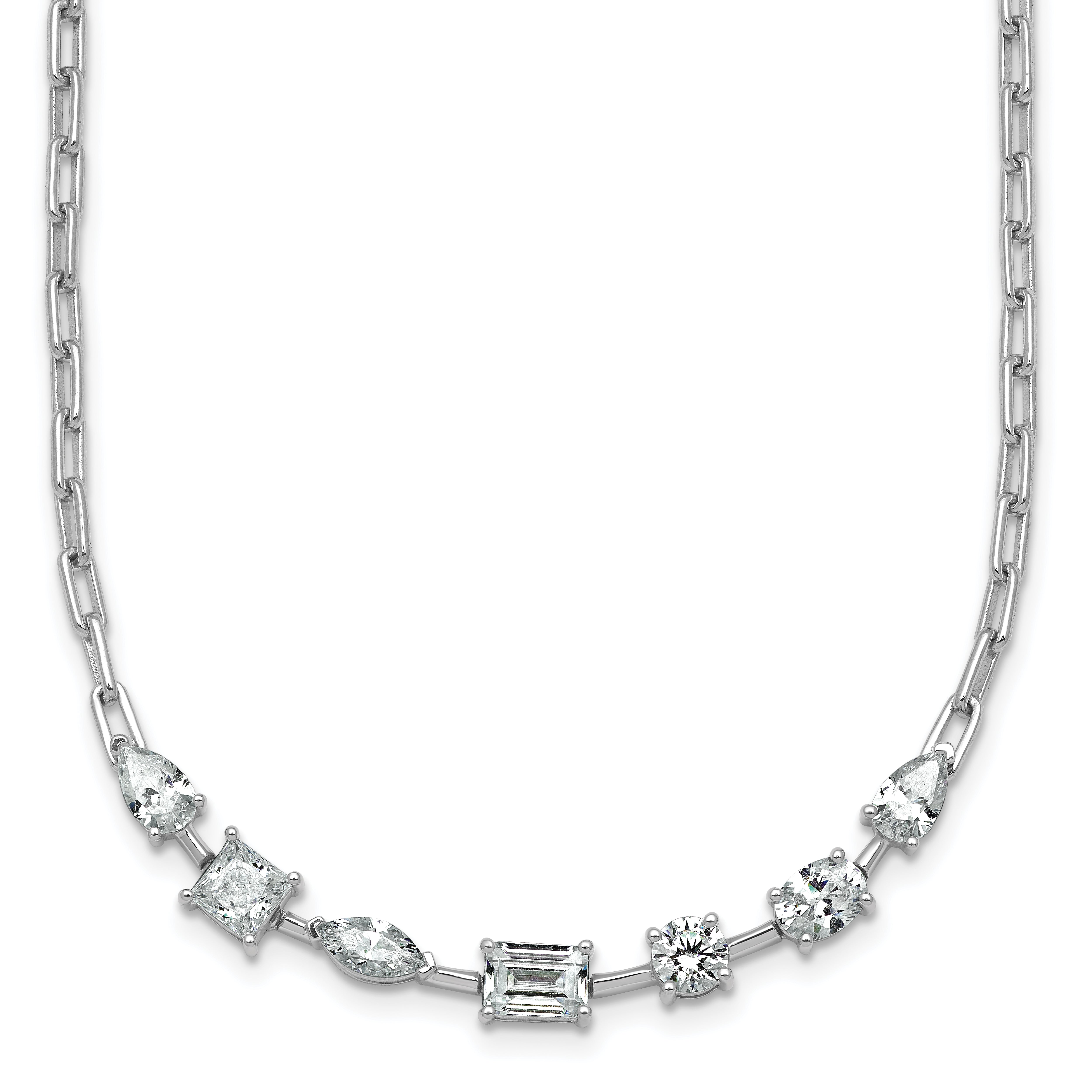 14k White Gold 2 1/8 carat Lab Grown Diamond VS+ F+ Complete 18.5 inch Fashion Tennis Necklace