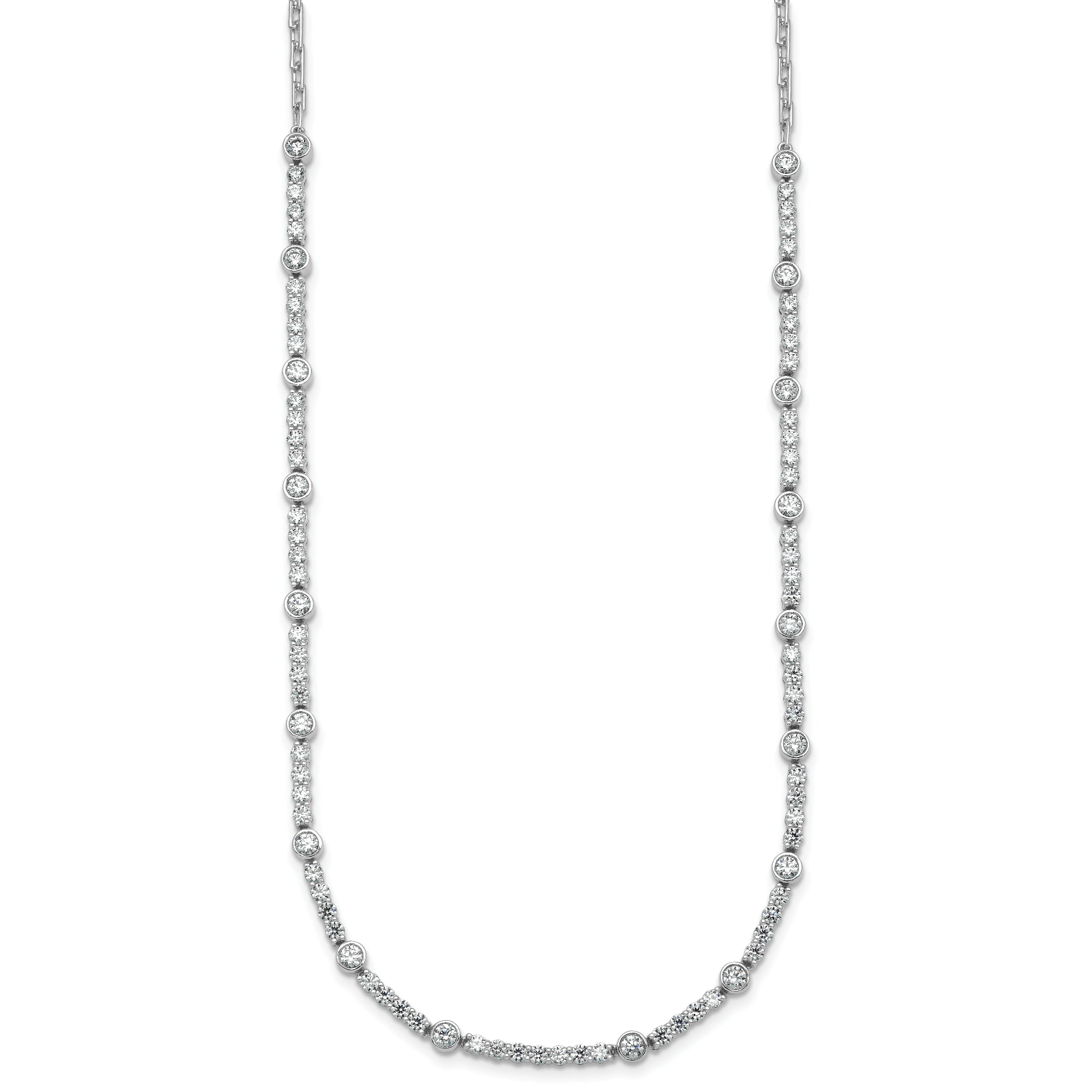 14k White Gold 3 1/2 carat Lab Grown Diamond VS+ F+ Complete 18 inch Fashion Tennis Necklace