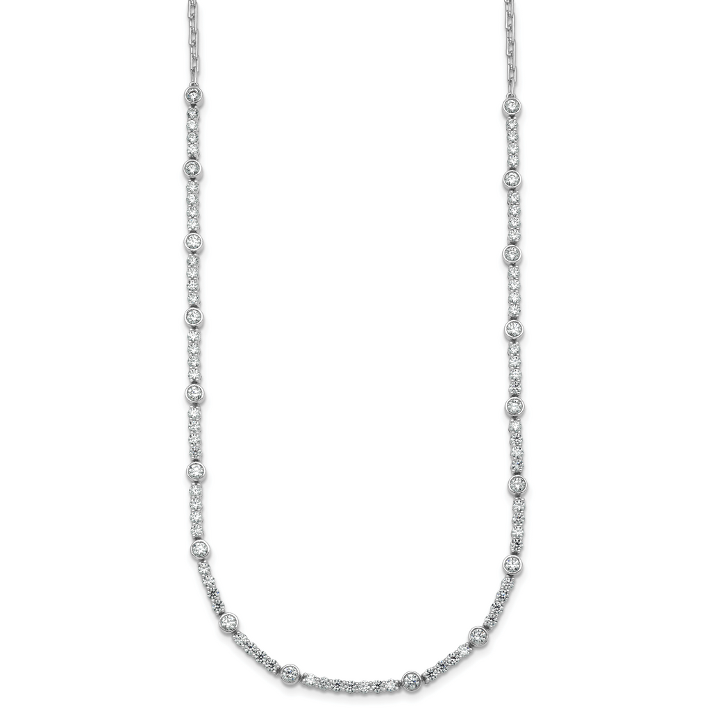 14k White Gold 3 1/2 carat Lab Grown Diamond VS+ F+ Complete 18 inch Fashion Tennis Necklace