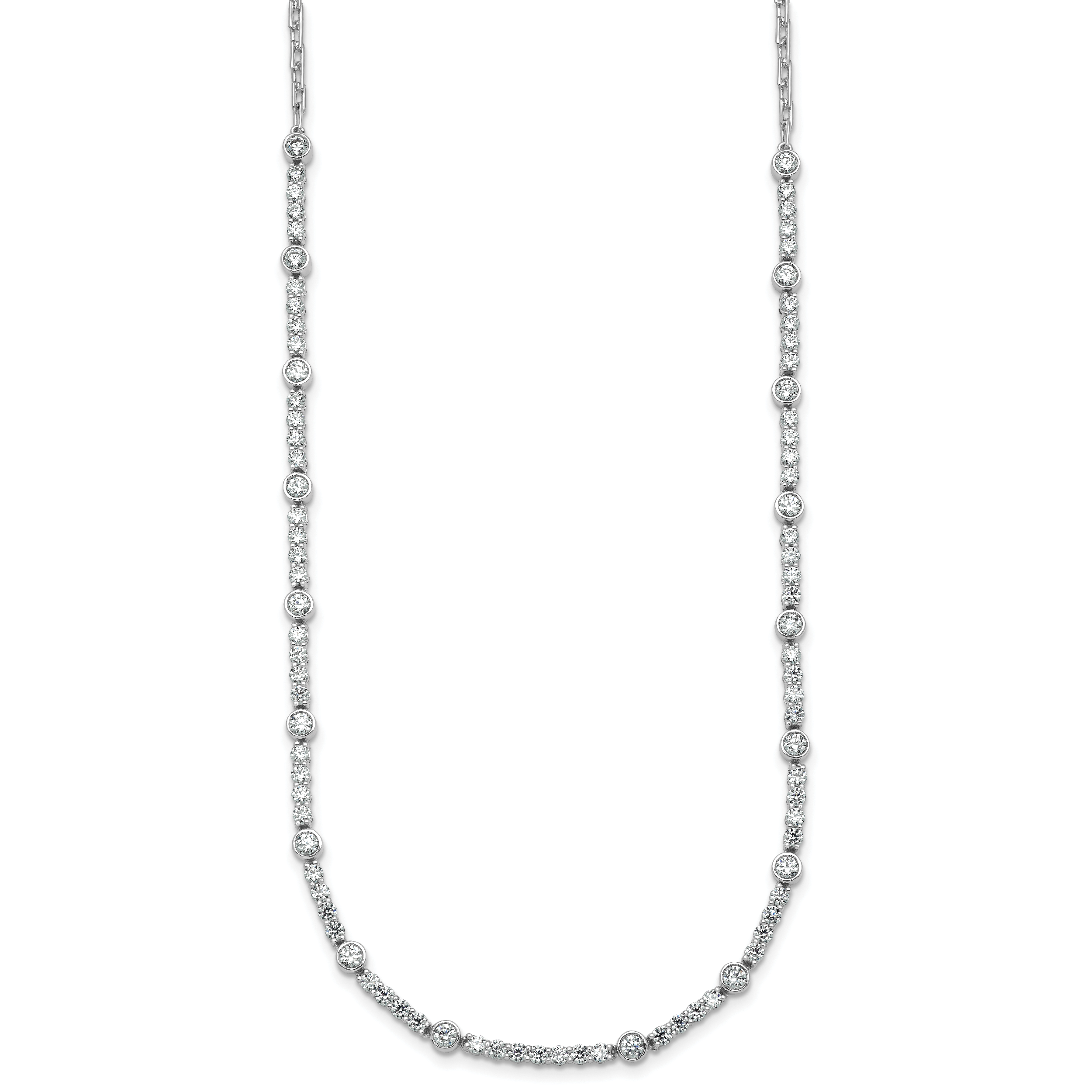14k White Gold 3 1/2 carat Lab Grown Diamond VS+ F+ Complete 18 inch Fashion Tennis Necklace