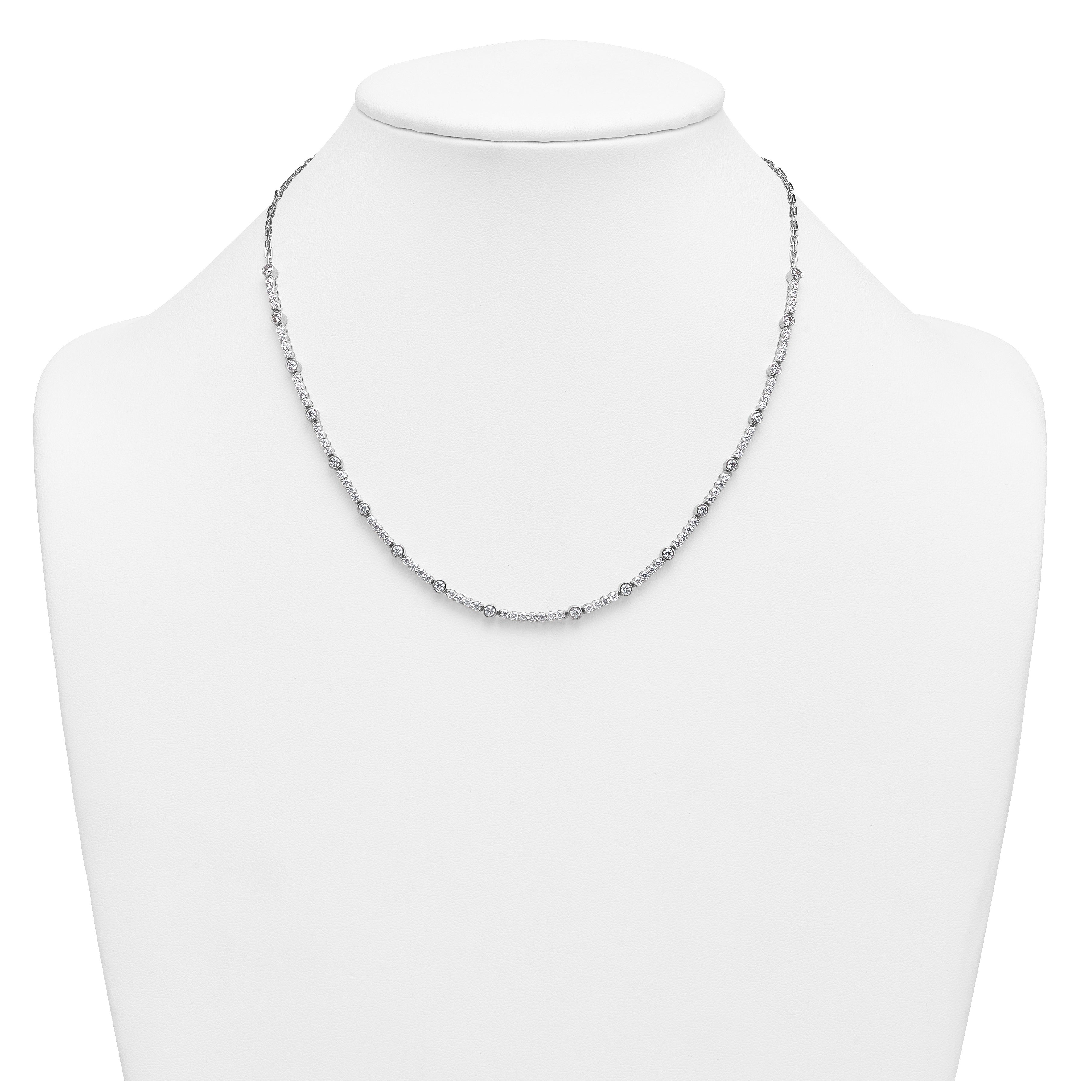14k White Gold 3 1/2 carat Lab Grown Diamond VS+ F+ Complete 18 inch Fashion Tennis Necklace