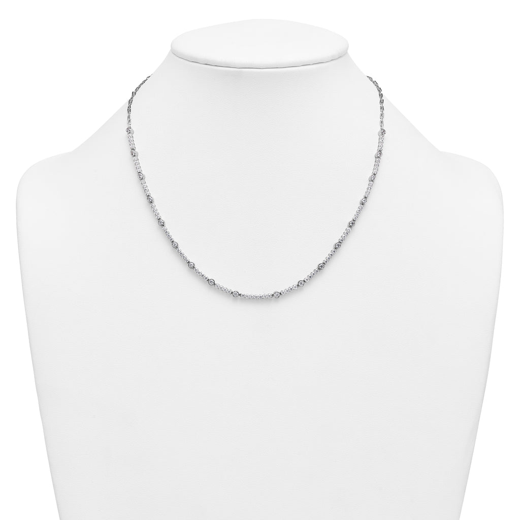 14k White Gold 3 1/2 carat Lab Grown Diamond VS+ F+ Complete 18 inch Fashion Tennis Necklace