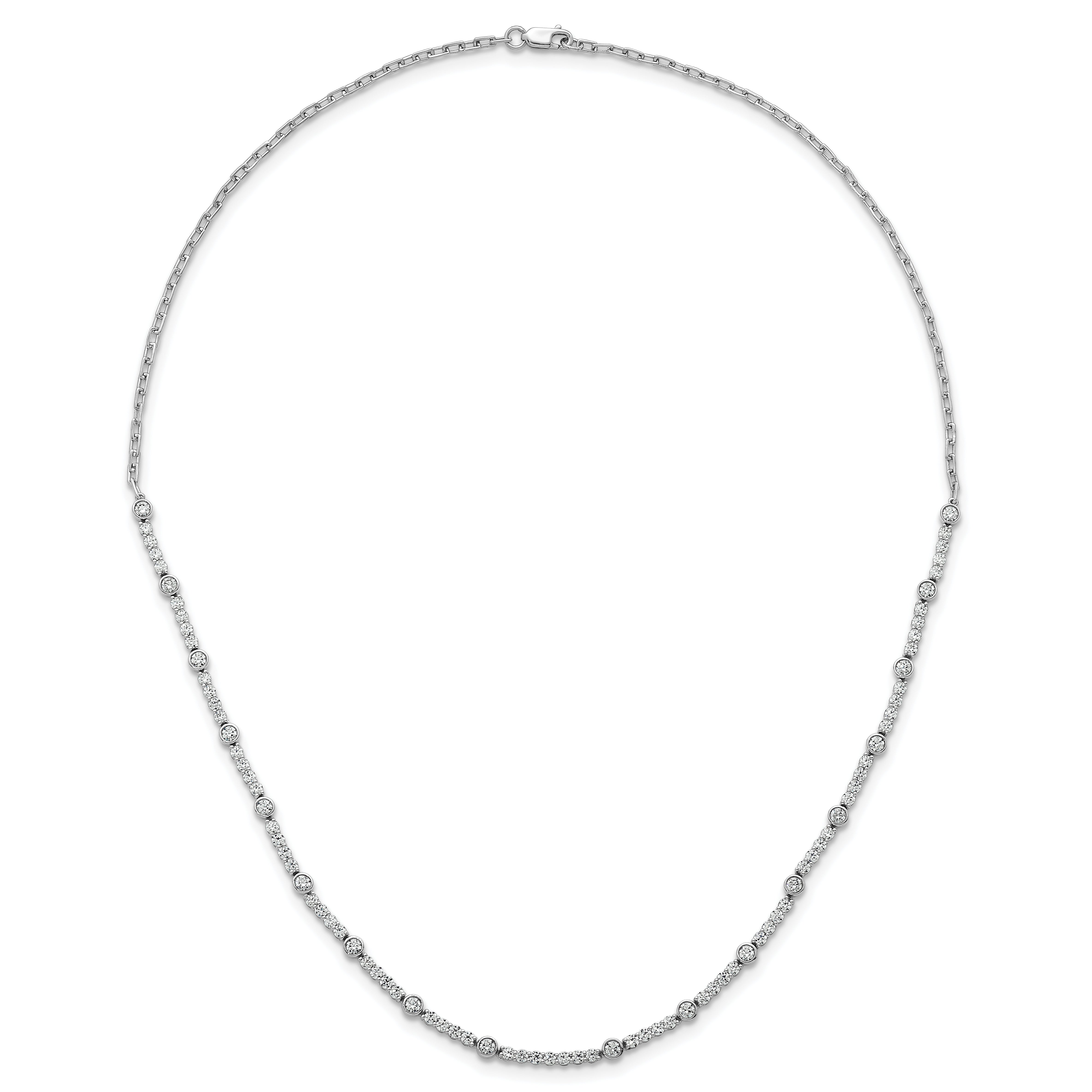 14k White Gold 3 1/2 carat Lab Grown Diamond VS+ F+ Complete 18 inch Fashion Tennis Necklace
