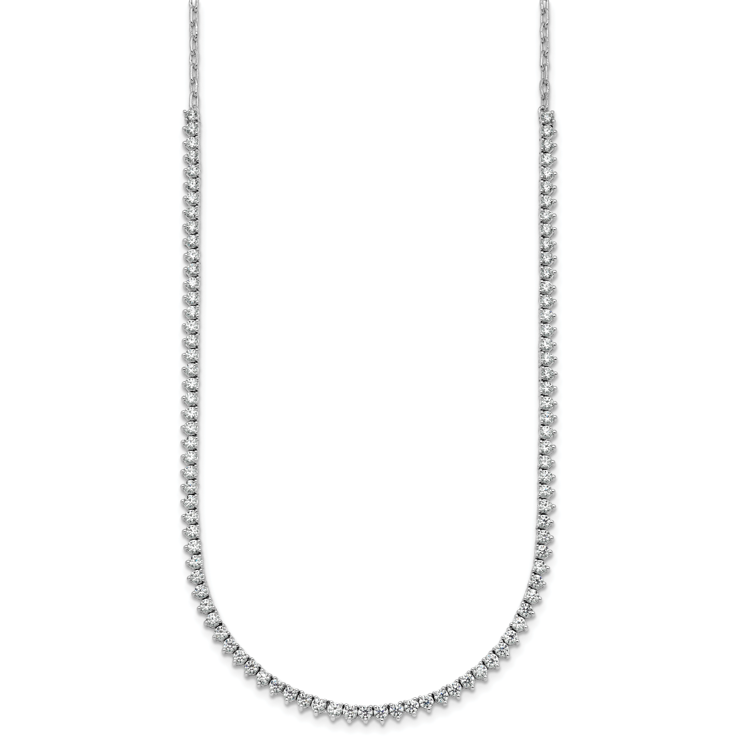 14k White Gold 3 1/4 carat Lab Grown Diamond VS+ F+ Complete 18 inch Fashion Tennis Necklace Secondary image