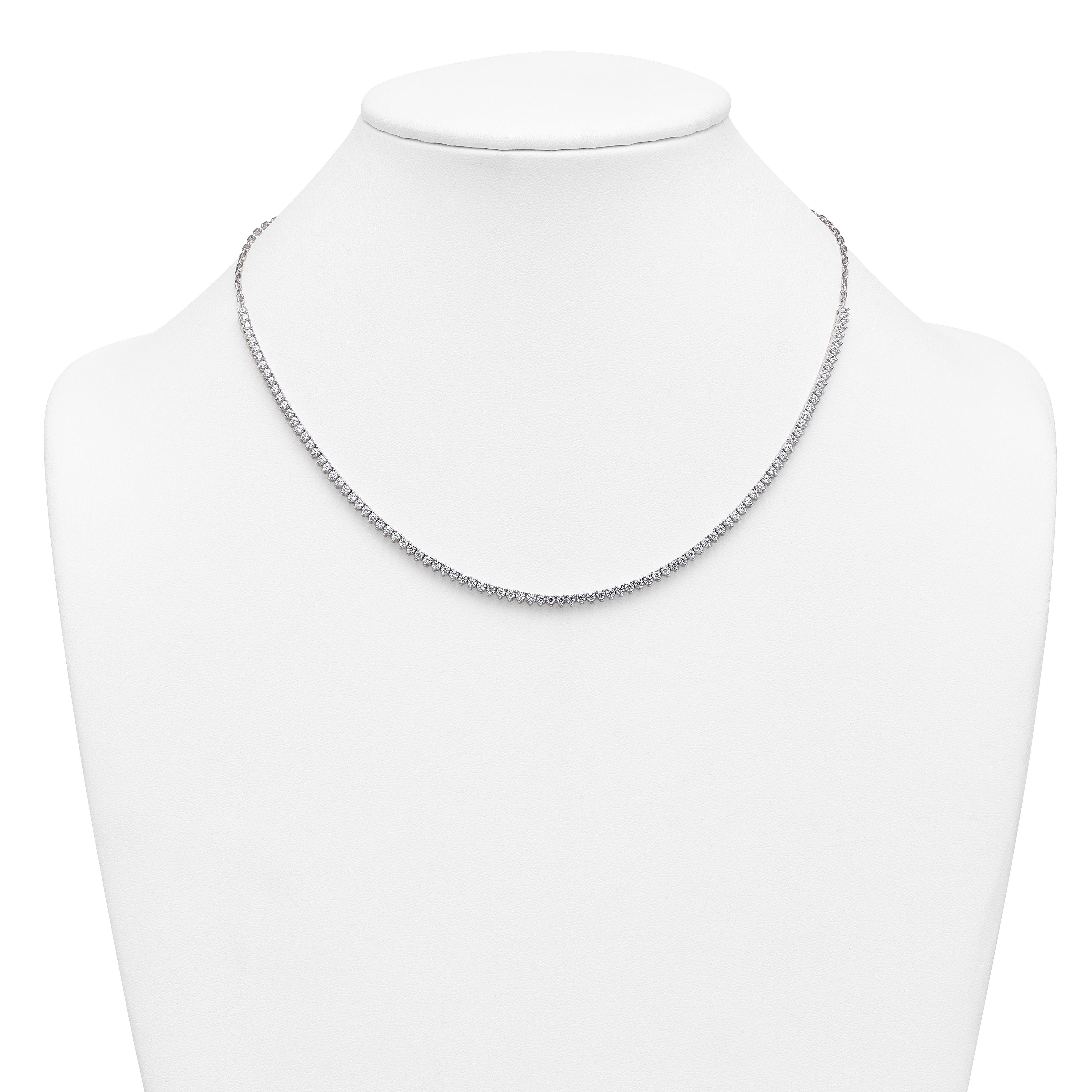 14k White Gold 3 1/4 carat Lab Grown Diamond VS+ F+ Complete 18 inch Fashion Tennis Necklace