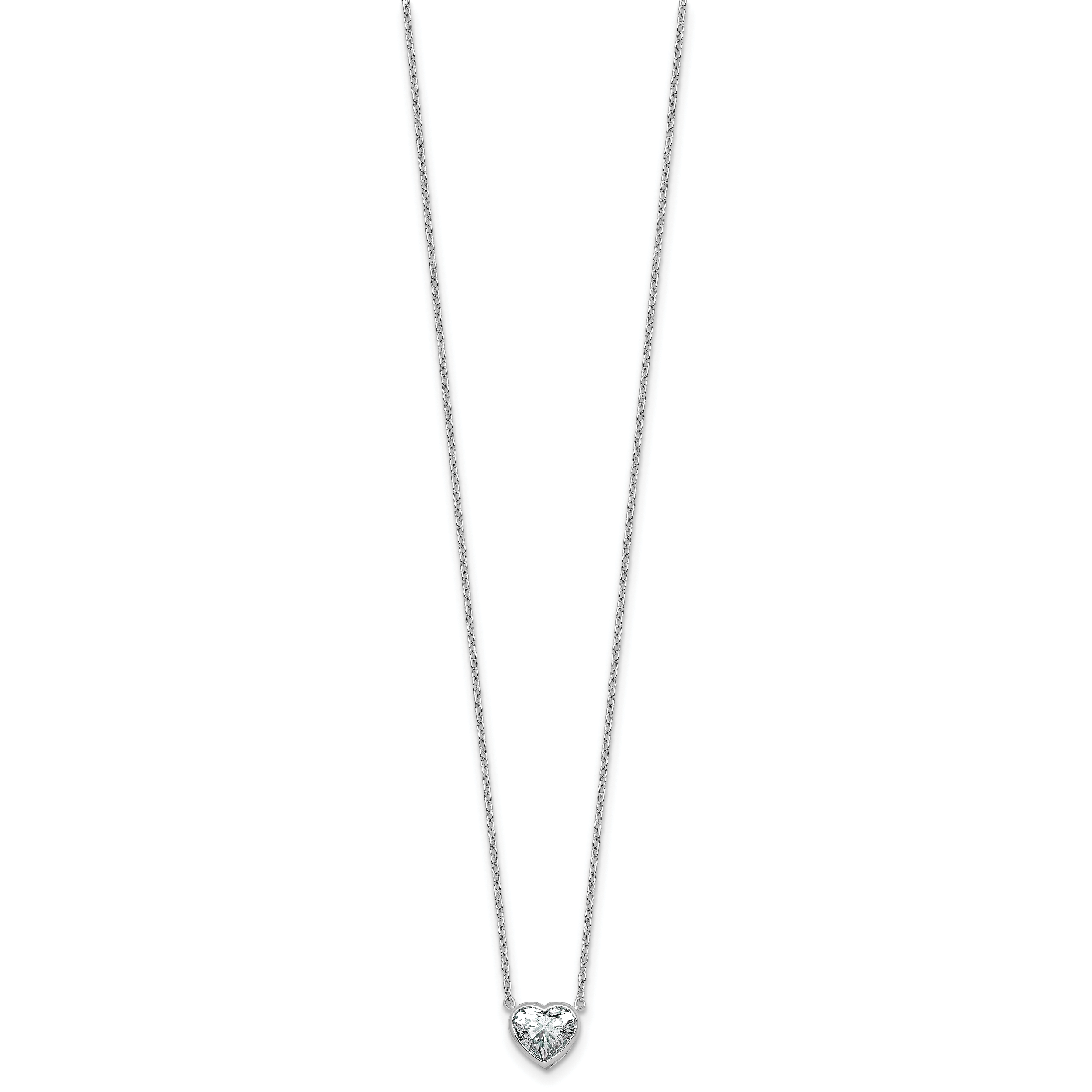 14k White Gold 1 carat Certified Lab Grown Diamond VS+ F+ Heart Complete 18 inch Bezel Set Solitaire Necklace Secondary image