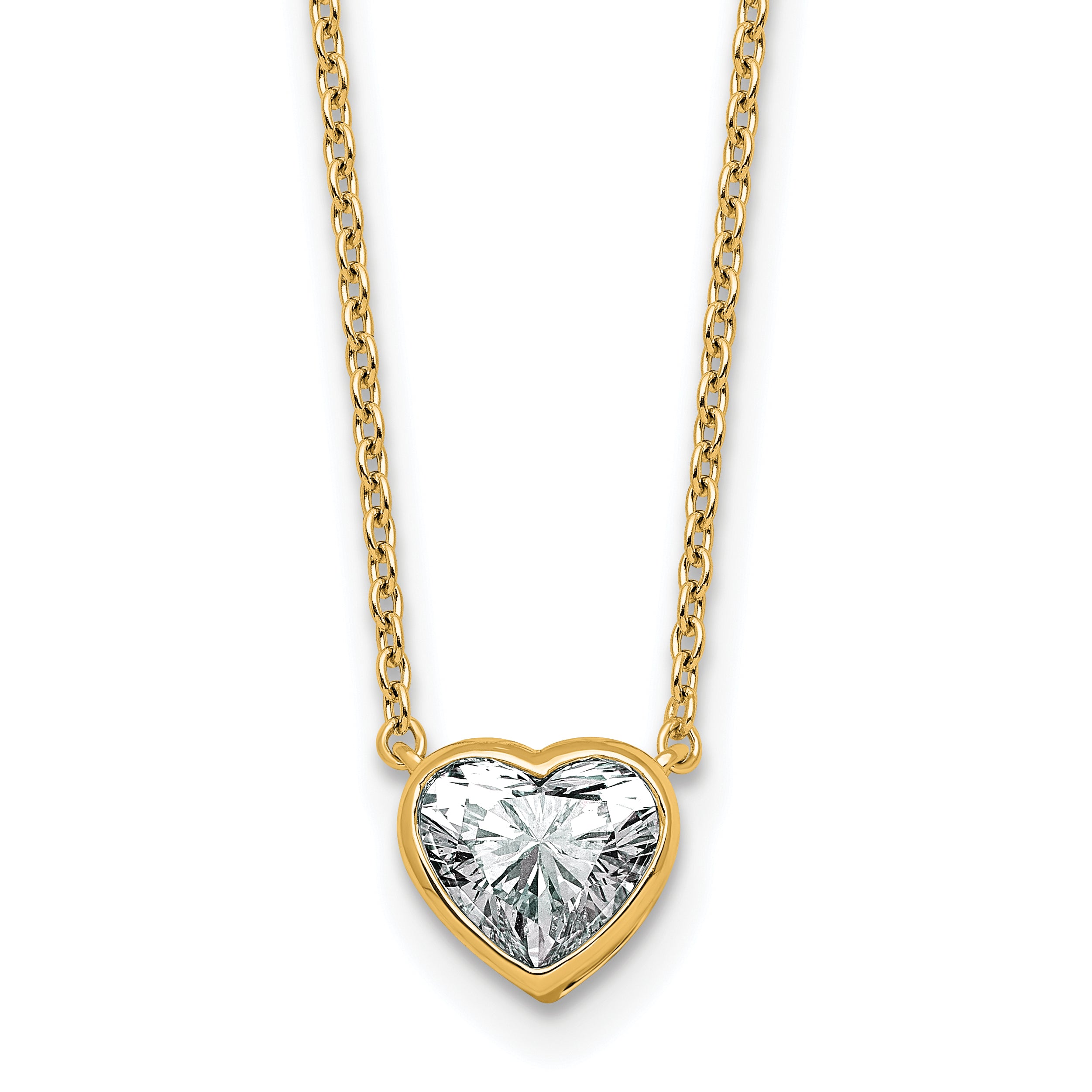 14k 1ct Cert Lab Grown Diamond VS+ F+ Heart Bezel Pendant