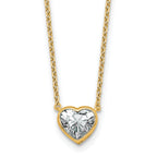 14k 1 carat Certified Lab Grown Diamond VS+ F+ Heart Complete 18 inch Bezel Set Solitaire Necklace