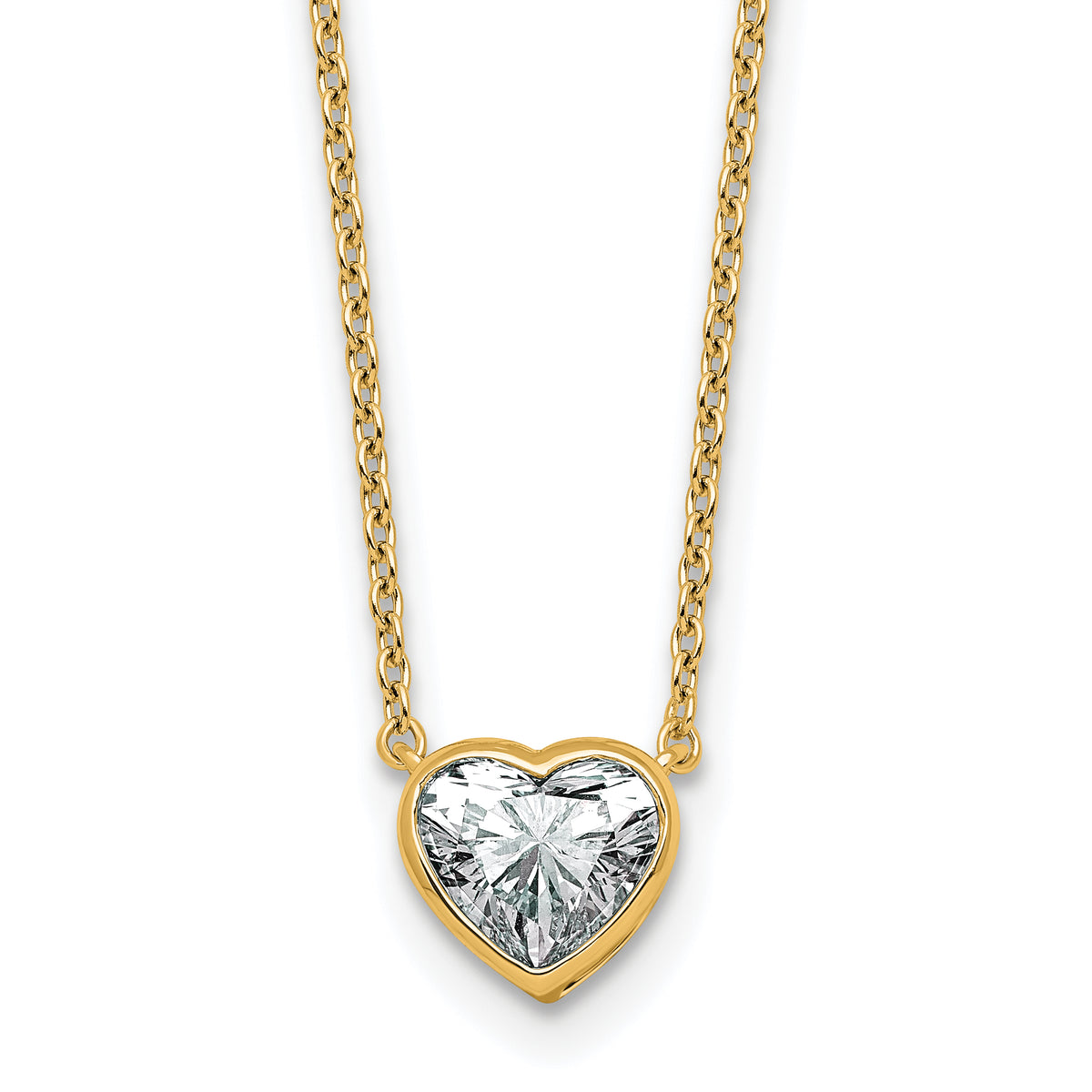 14k 1ct Cert Lab Grown Diamond VS+ F+ Heart Bezel Pendant