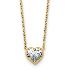 14k 1ct Cert Lab Grown Diamond VS+ F+ Heart Bezel Pendant