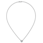 14k White Gold 1 1/2 carat Certified Lab Grown Diamond VS+ F+ Heart Complete 18 inch Bezel Set Solitaire Necklace