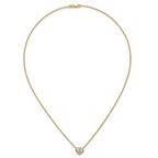 14k 1 1/2 carat Certified Lab Grown Diamond VS+ F+ Heart Complete 18 inch Bezel Set Solitaire Necklace