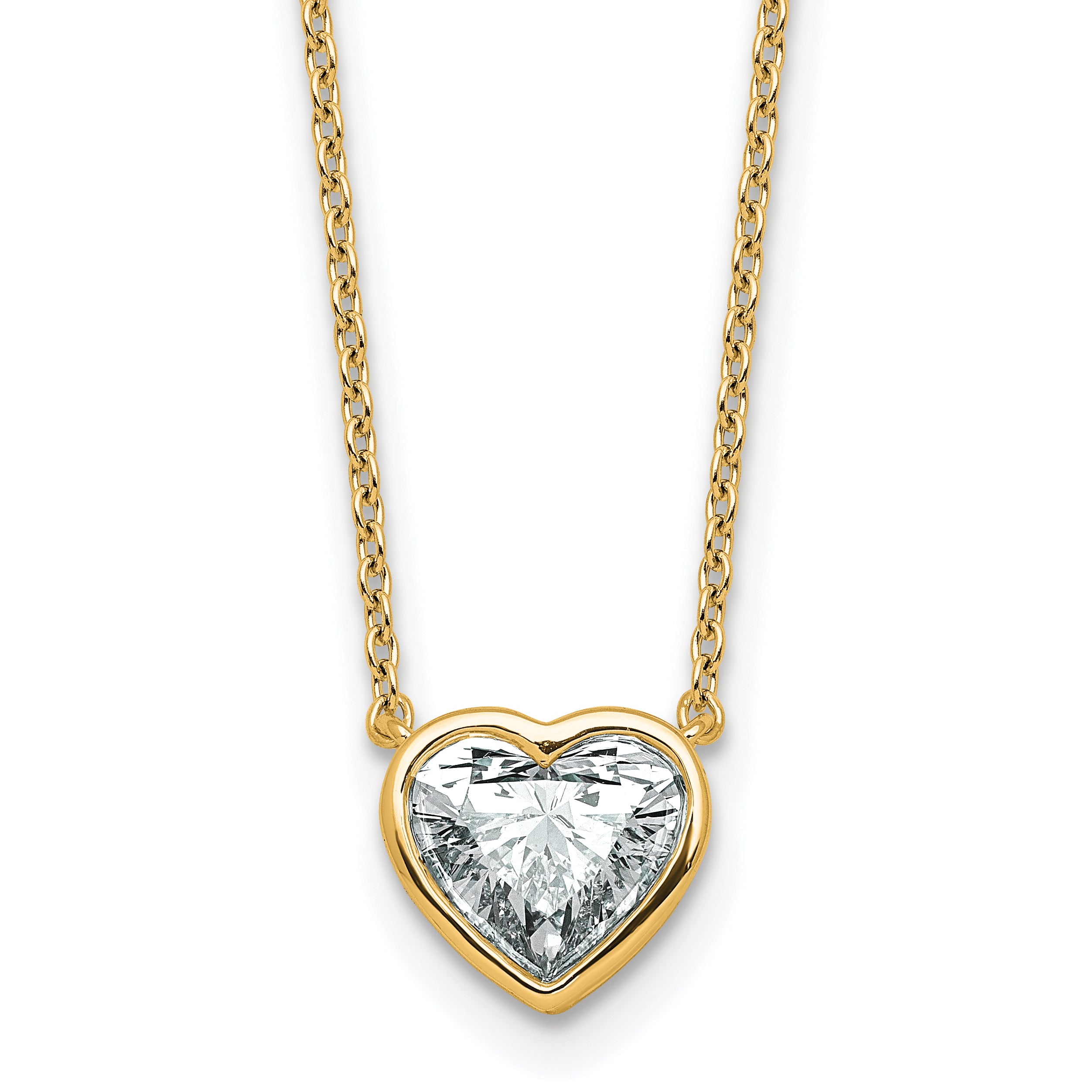 14k 1 1/2ct Cert Lab Grown Diamond VS+ F+ Heart Bezel Pendant