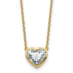 14k 1 1/2 carat Certified Lab Grown Diamond VS+ F+ Heart Complete 18 inch Bezel Set Solitaire Necklace