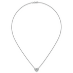 14k White Gold 2 carat Certified Lab Grown Diamond VS+ F+ Heart Complete 18 inch Bezel Set Solitaire Necklace