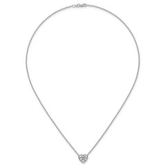 14k White Gold 2 carat Certified Lab Grown Diamond VS+ F+ Heart Complete 18 inch Bezel Set Solitaire Necklace