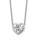 14k White Gold 2 carat Certified Lab Grown Diamond VS+ F+ Heart Complete 18 inch Bezel Set Solitaire Necklace