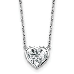14k White Gold 2 carat Certified Lab Grown Diamond VS+ F+ Heart Complete 18 inch Bezel Set Solitaire Necklace