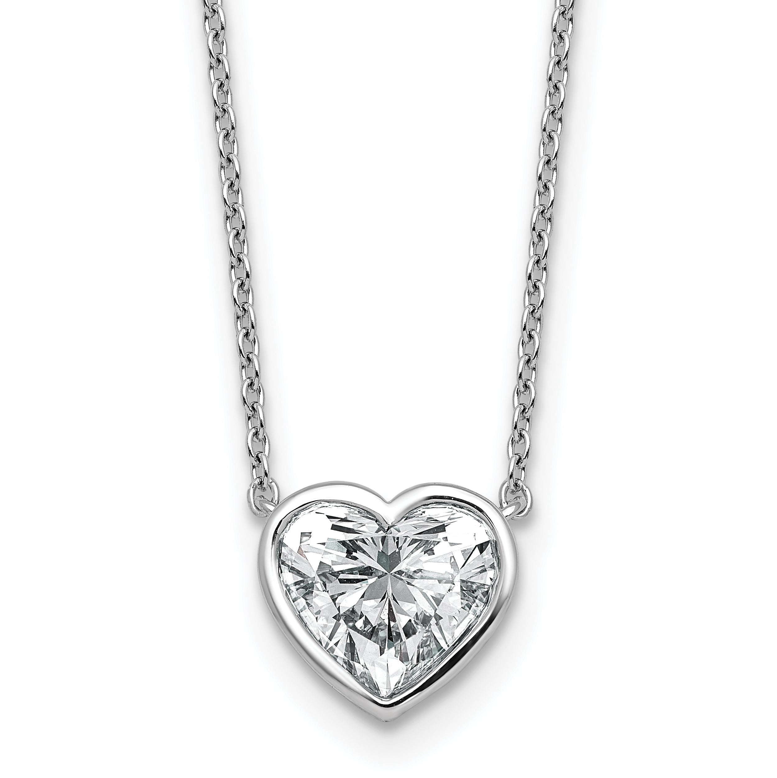 14kw 2ct Heart 18in Bezel Pendant Mounting (No Stone Included)