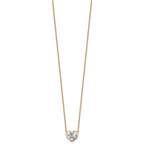 14k 2 carat Certified Lab Grown Diamond VS+ F+ Heart Complete 18 inch Bezel Set Solitaire Necklace