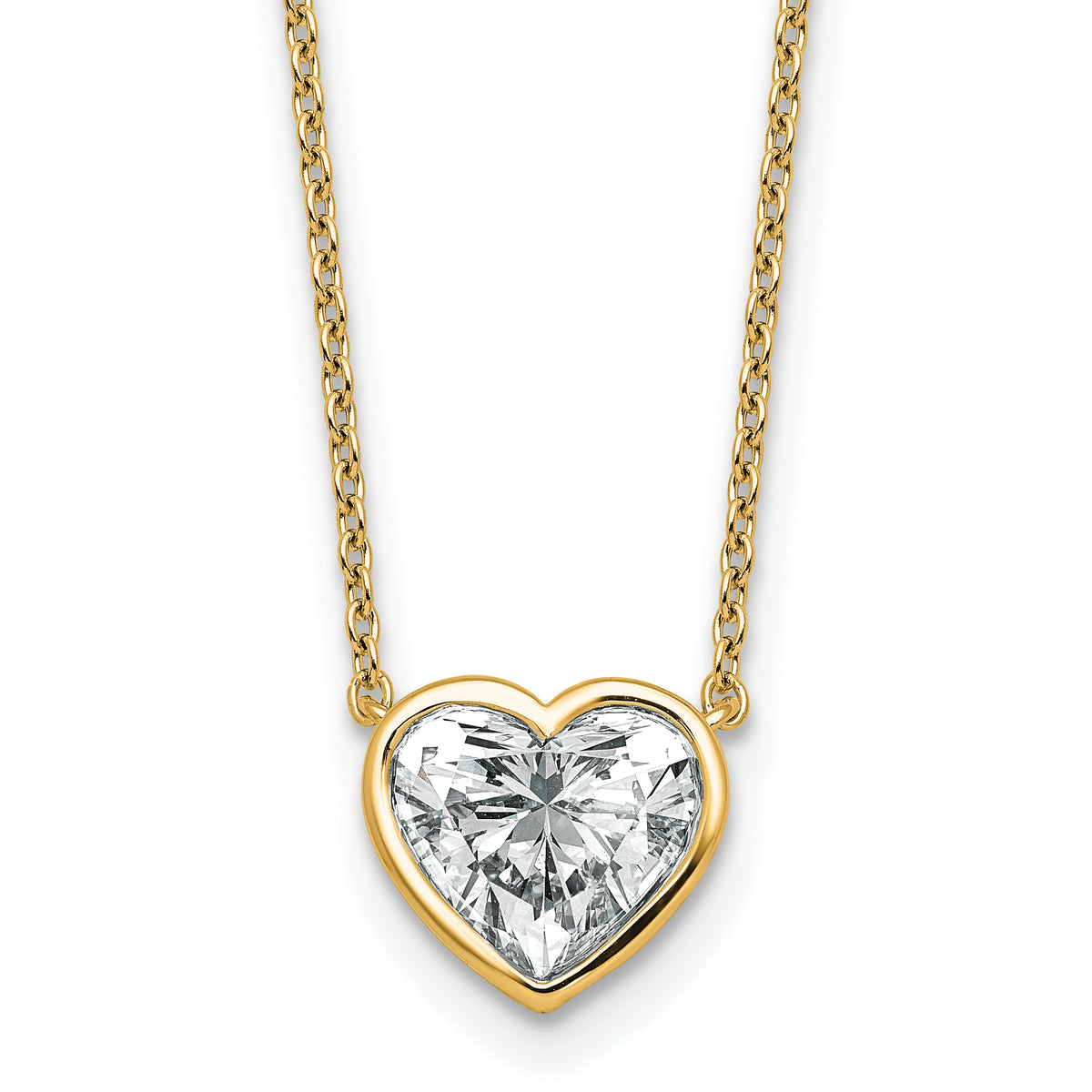 14k 2ct Cert Lab Grown Diamond VS+ F+ Heart Bezel Pendant