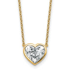 14k 2 carat Certified Lab Grown Diamond VS+ F+ Heart Complete 18 inch Bezel Set Solitaire Necklace