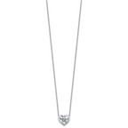 14k White Gold 2 1/2 carat Certified Lab Grown Diamond VS+ F+ Heart Complete 18 inch Bezel Set Solitaire Necklace